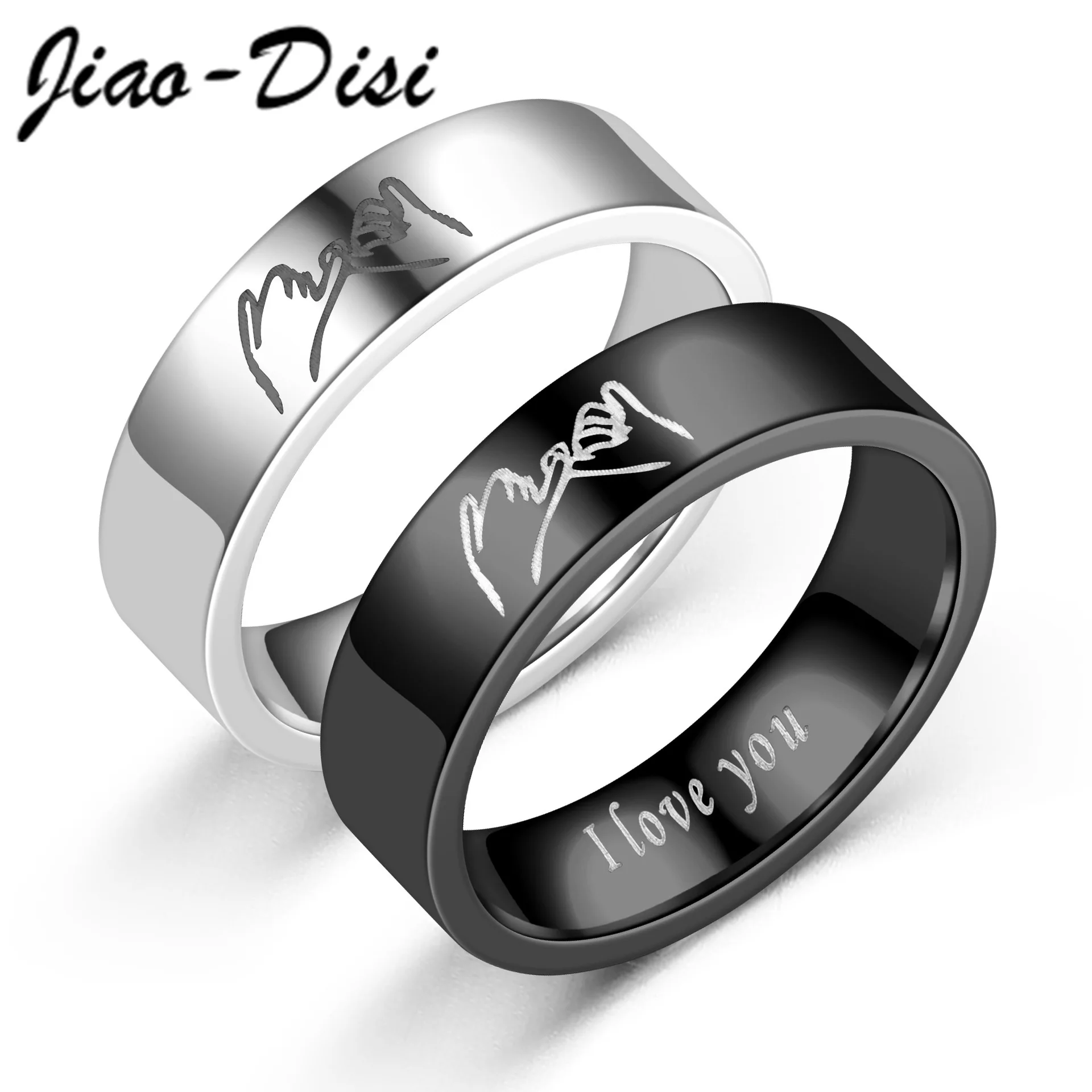 

Black Stainless Steel Ring for Women Custom Engrave Lover Couple Rings Charm Jewelry Set luxury quality jewelry wedding rings
