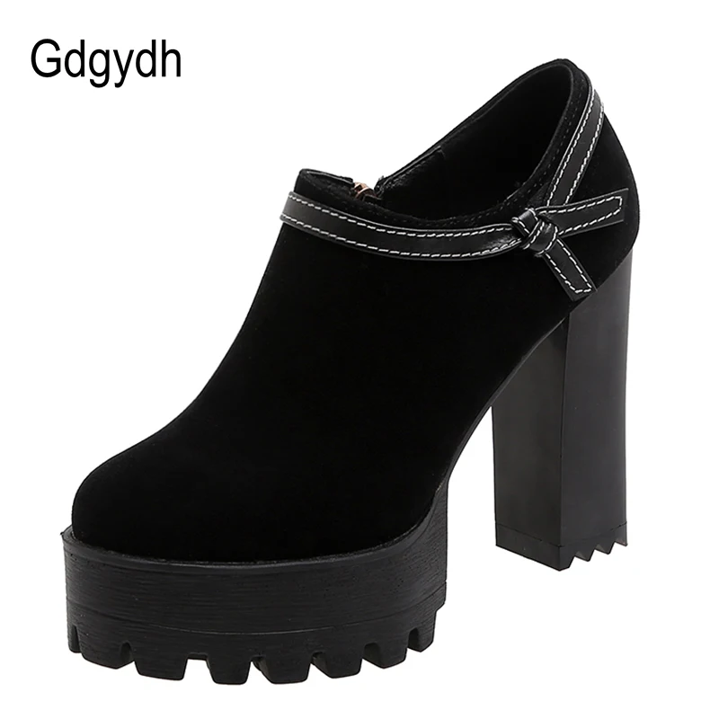 Женские туфли лодочки с бантом Gdgydh черные обувь из искусственной замши на