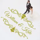 Персонализированная виниловая наклейка с названием свадебного танцпола, Свадебный декор, монограмма, цветочные лепестки, искусство, свадьба, вечевечерние, большие размеры WE33