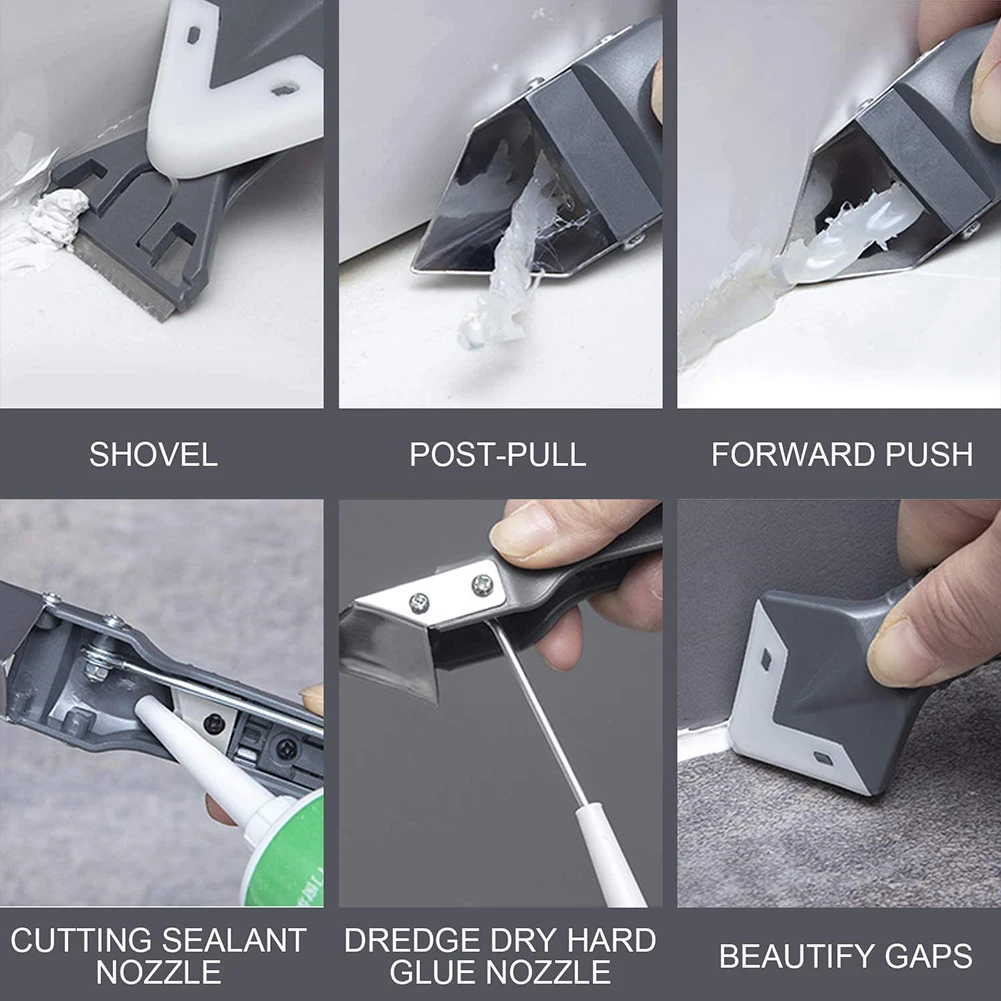 

6In1 Silicone Caulking Tools 14Pcs Caulk Nozzle Applicator Finisher Sealant Spreader Spatula Scraper Kit For Angles