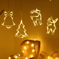 creative led christmas string lights santa claus reindeer star moon hanging lamp battery party wedding bedroom decoration