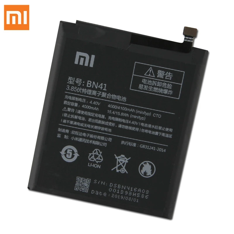 Аккумулятор XIAOMI BN41 для Xiaomi Redmi Note4 Pro Redrice Note 4X4G+ Redmi NOTE 4 подлинный аккумулятор для телефона 4100 мАч
