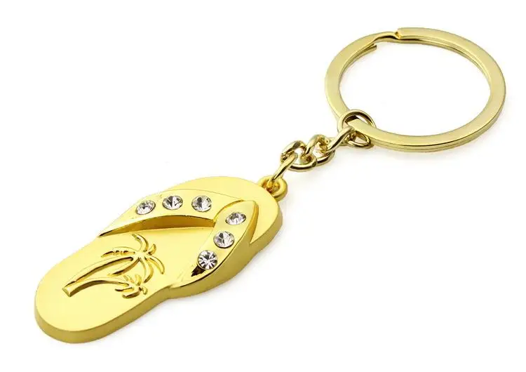 Бесплатный Логотип персонализированный брелок в форме тапочек золотого цвета с