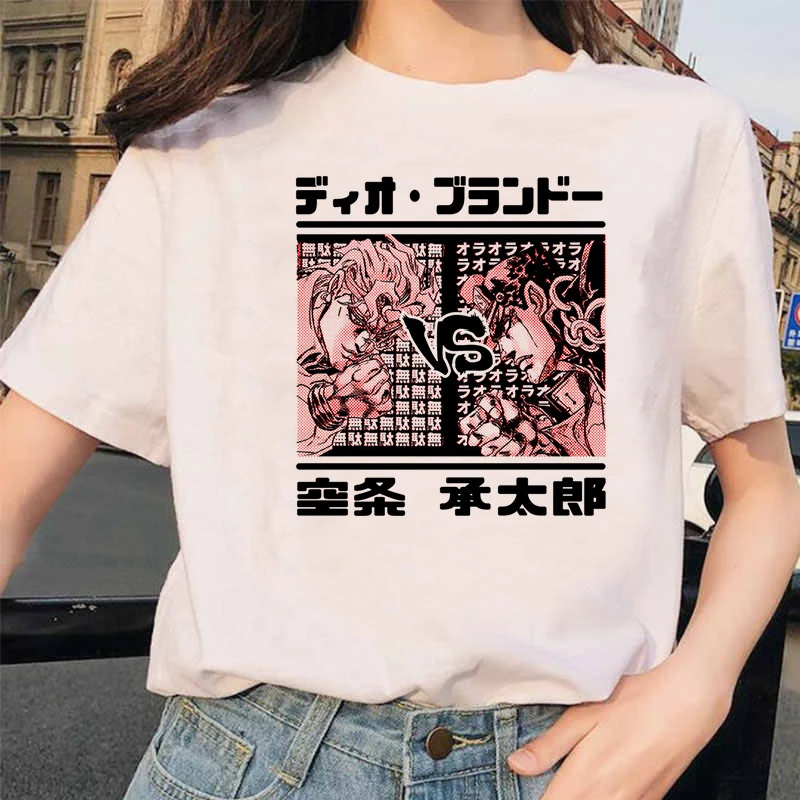 Японское аниме JoJo Необычные Приключения Забавные футболки для мужчин и женщин с принтом Футболка Повседневная Jojo футболка хип-хоп топ тройники Женские - Цвет: 20239