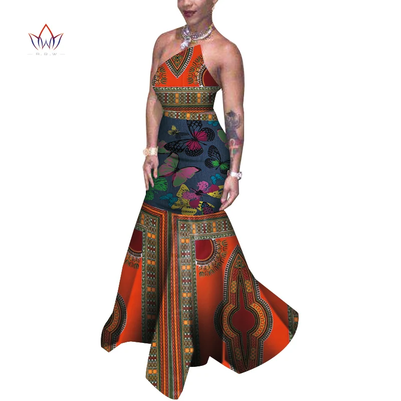 Женский вечерний комплект из топа и юбки Bazin Riche длинное платье в африканском