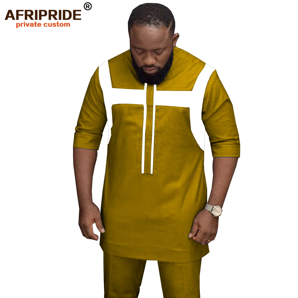 2019 African men clothing dashiki outfit print shirts tops+ankara pants 2 piece set casual tracksuits tribal AFRIPRIDE A1916005