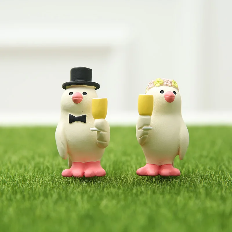 couple glass parrot Мультяшная пара кошка Смола ремесло миниатюрные фигурки сказочные садовые украшения визитница настольные украшения для дома аксессуары - Цвет: couple glass parrot