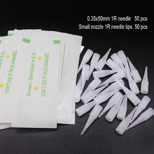 Колпачки с иглами для перманентного макияжа, тату бровей, 0,35*50 мм и 50 шт.