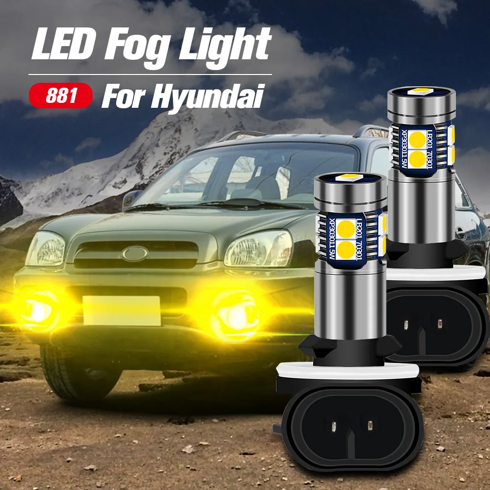 Luz LED antiniebla para coche, lámpara Canbus de 2 piezas, 881 H27W, para Hyundai Accent Sonata 2006-2010 Santa Fe Tucson Elantra GT Genesis Coupe