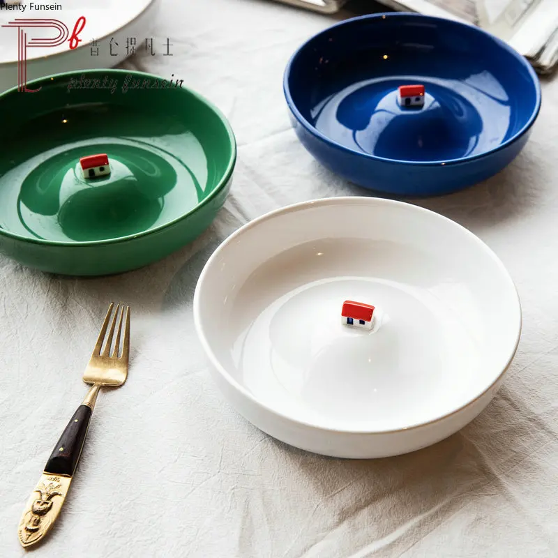 Керамическая домашняя миска теплая Домашняя абстрактная тарелка креативная