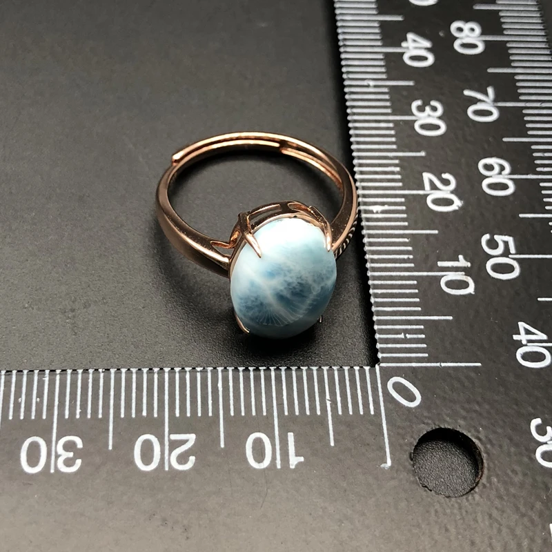 Новый стиль натуральный драгоценный камень овальной формы 10*14 мм ларимар кольца