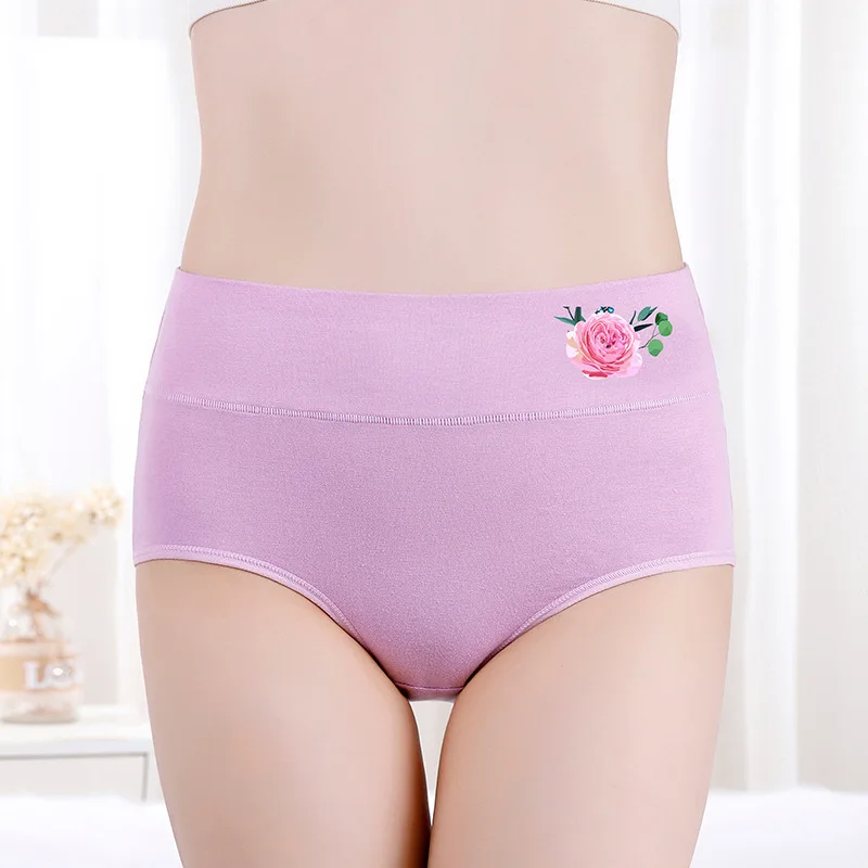 

Хлопковое женское нижнее белье для послеродового периода, нижнее белье большого размера с высокой талией, талией и тиснением