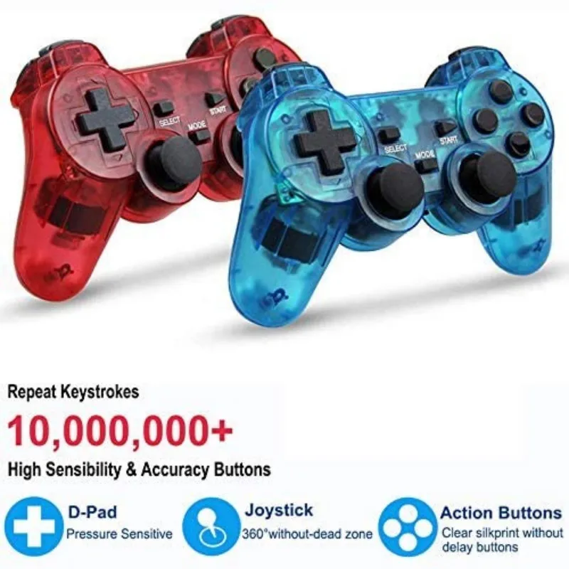 Прозрачный цветной беспроводной геймпад для Sony PS2 2 4G вибрирующий джойстик Blutooth