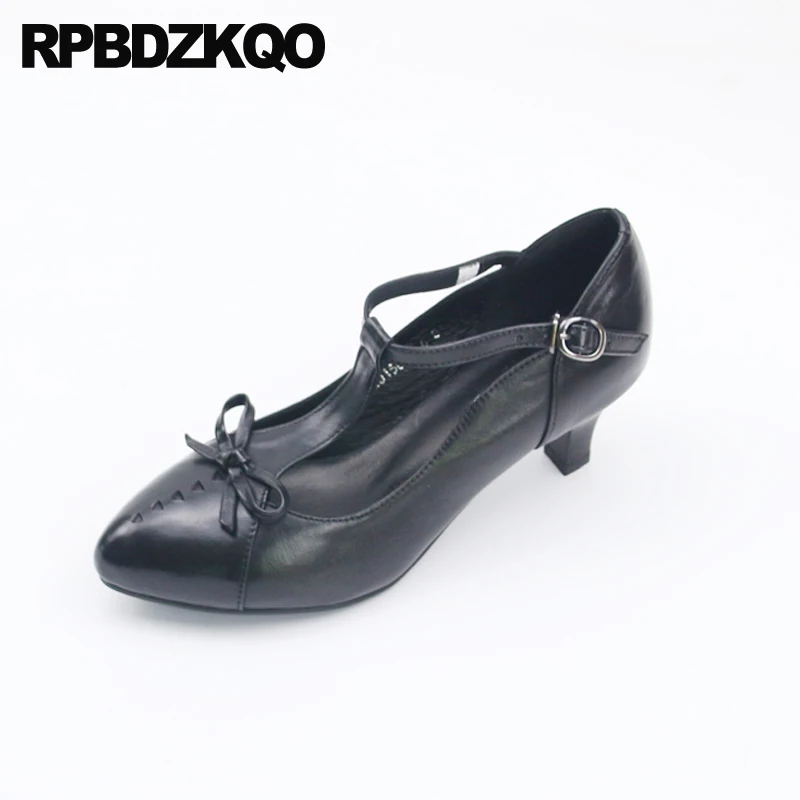 галстук бабочка стилет T ремень Оксфордская котенок Японский обувь средняя пятка