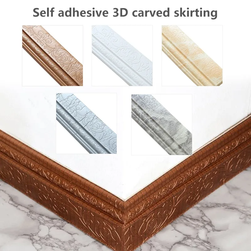 

3D Foam Wall Edge Strip Stickers Self Adhesive Waterproof Baseboard Corner Waist Line Sticker Wall Stickers Trim Line 2.3M