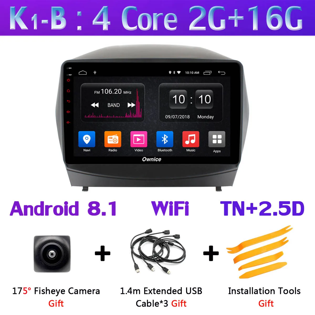 K1-B 360 ° панорамный 4 × камера Android 9,0 8 ядерный 4G+ 64G gps радио CarPlay SPDIF DSP Автомобильный мультимедийный плеер для hyundai IX35 Tucson 2 LM - Цвет: K1-B