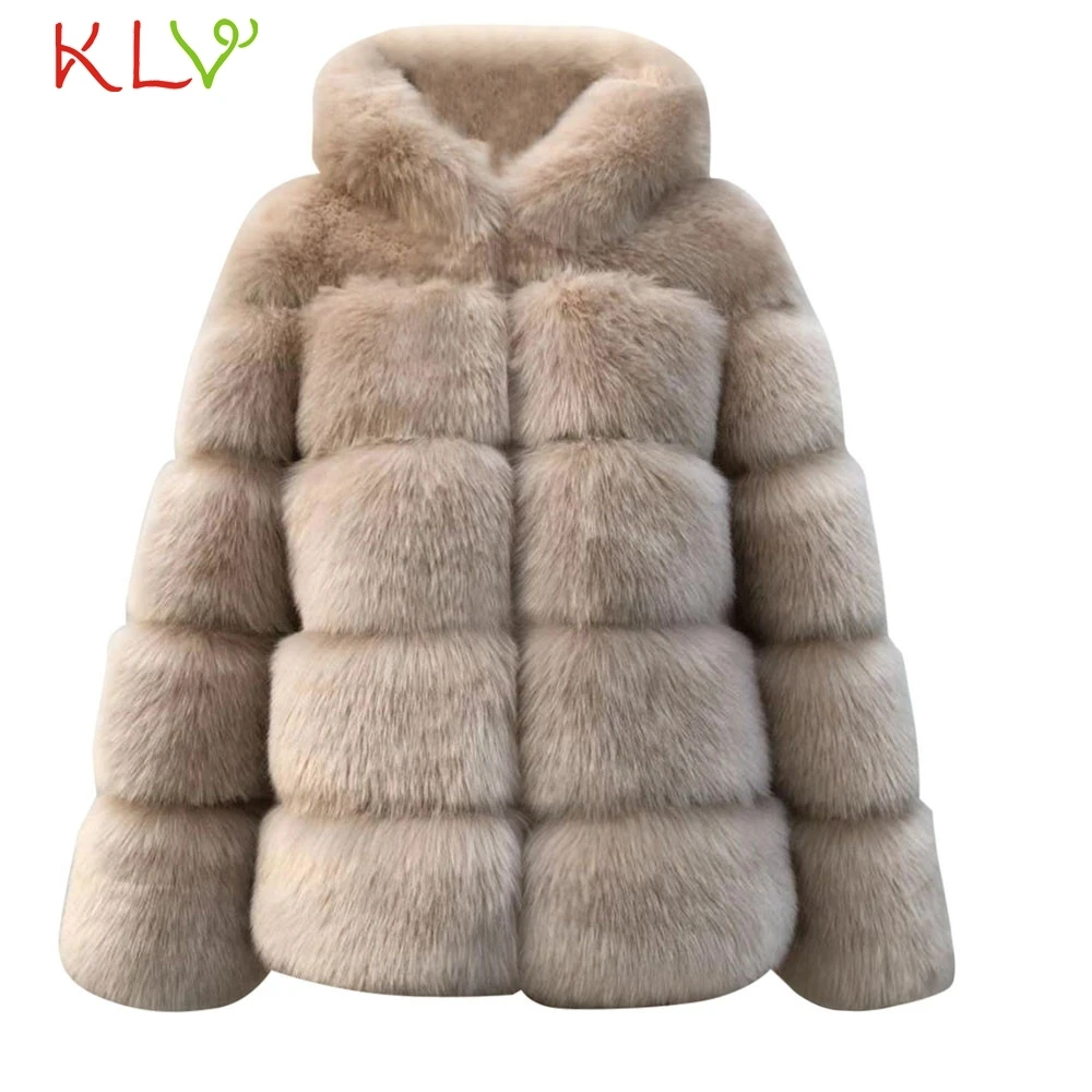 Женская винтажная куртка с капюшоном короткая пушистая верхняя одежда из