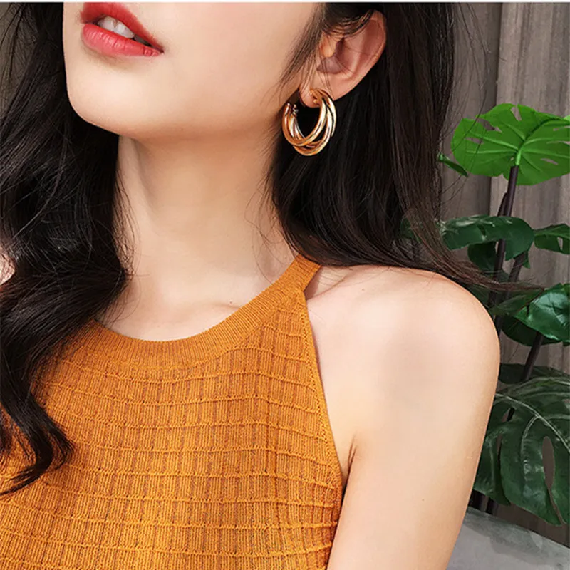 

Europe And The United States Cold Wind Design Feeling Ring Ear Stud Temperament Hipster Simple Personality Joker