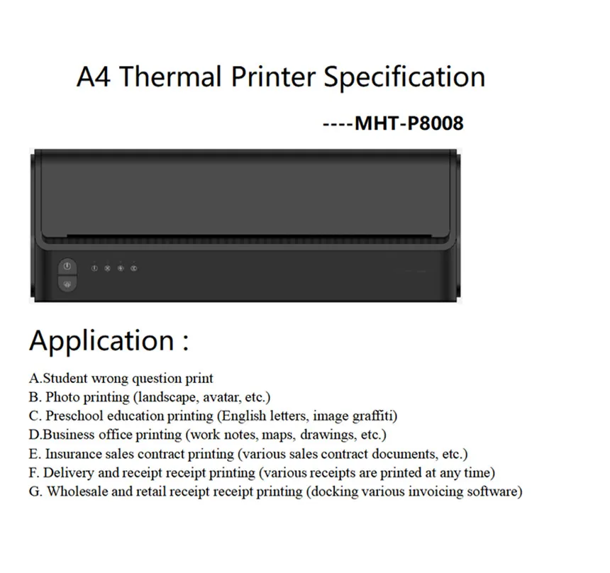 Ширина 216 мм документ Термальность мобильный принтер мини Bluetooth A4 фото
