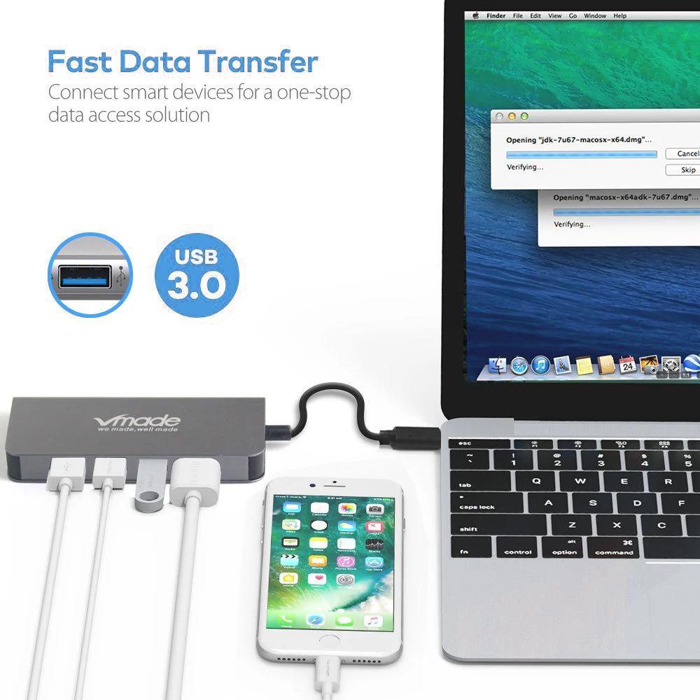 

Type-C USB 3.0 HUB 8 In 1 PD Fast Charge Thunderbolt 3 Adapter for Apple MacBook Galaxy Huawei Matebook Pro SD TF Card Reader