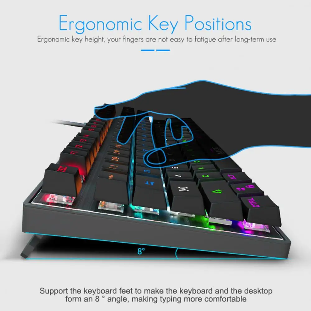 

IMICE MK-X60 87 Keys Waterproof Mechanical Keyboard USB Wired Gaming Mechanical Keyboard with RGB Backlight