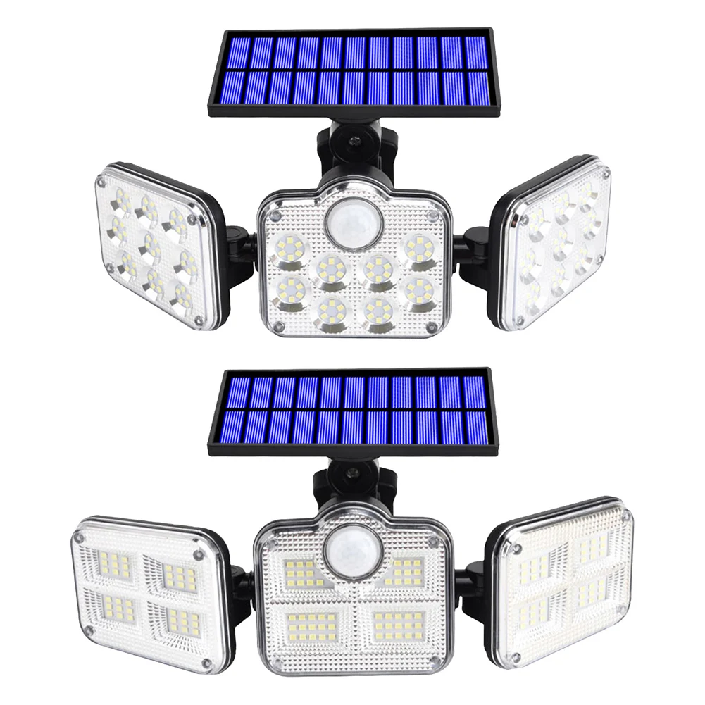 

Waterproof Wall Lamps 145/122LEDs 3 Heads PIR Sensor Solar Power Charge Outdoor Automatically Recharging Fence Landscape