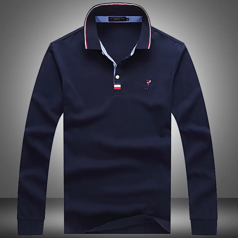 Свитшот мужской с воротником-Поло хлопок длинный рукав однотонный повседневная