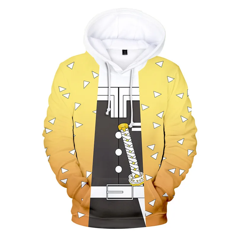 Толстовка с капюшоном Slayer Hashibira Inosuke стильная Свободная Kimetsu no Yaiba Agatsuma Zenitsu