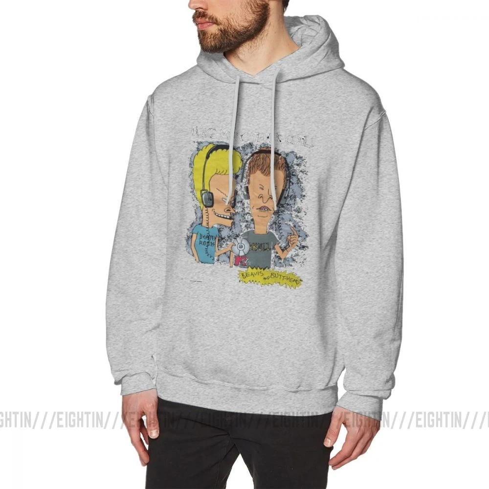 Мужская толстовка Beavis And Butthead из хлопка, Крутая толстовка с капюшоном - Цвет: Серый
