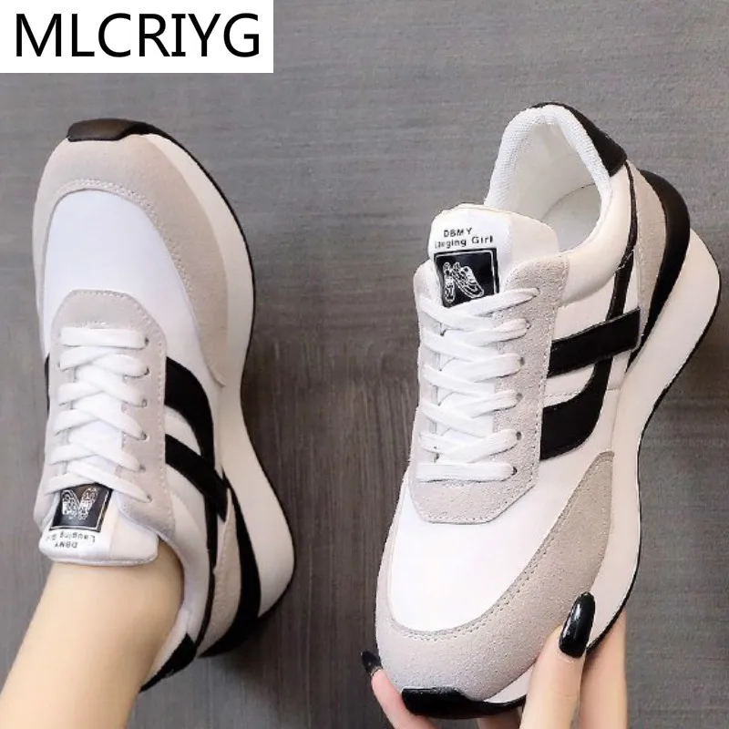 

2021 Spring Autumn New Woman Casual Shoes Lace-up Platform Fashion Woman Sneakers Walking Comfortable Woman Vulcanized Shoes