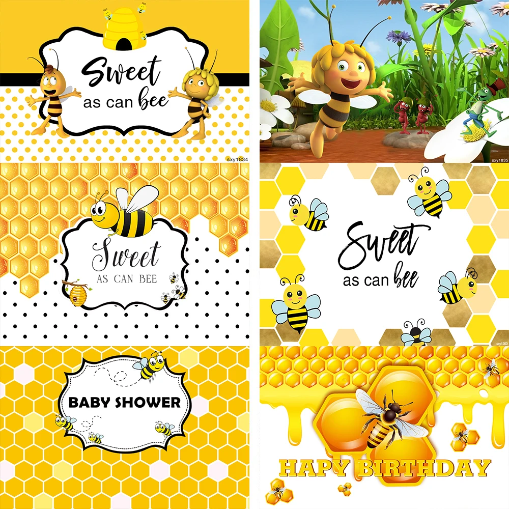 В памяти Сладкий как можно пчелы фон Вафельная Ткань Baby Shower первый день вечерние