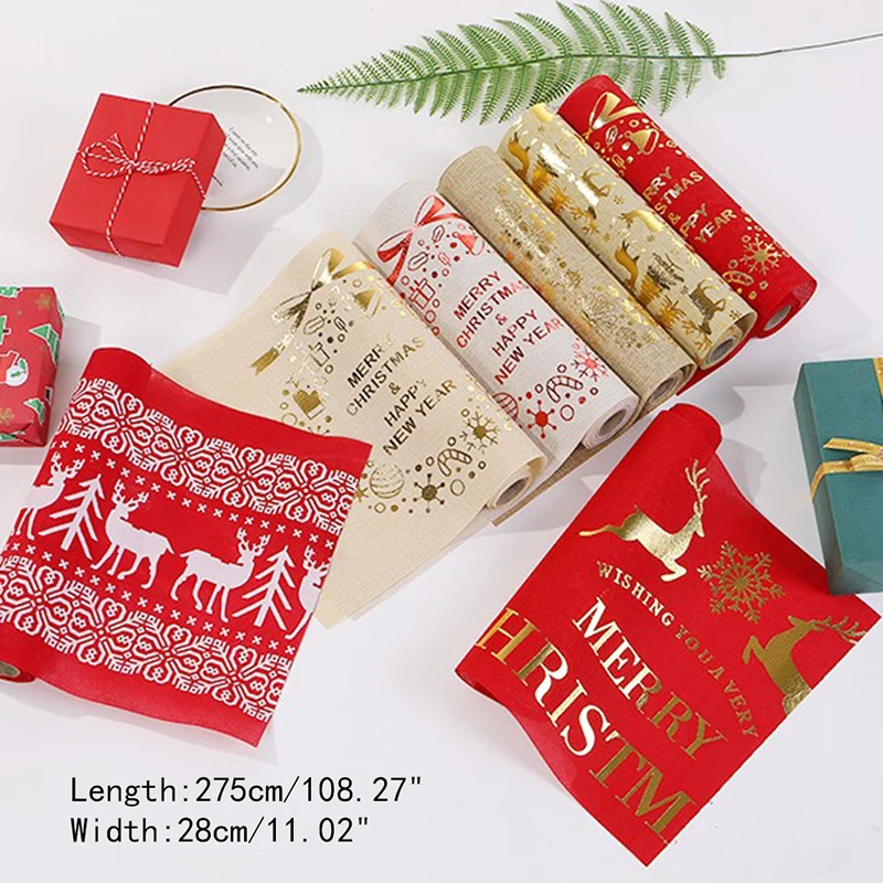 

1pcs Portable Elegant Christmas Table Mat Tablecloth Christmas Home Party Table Decor