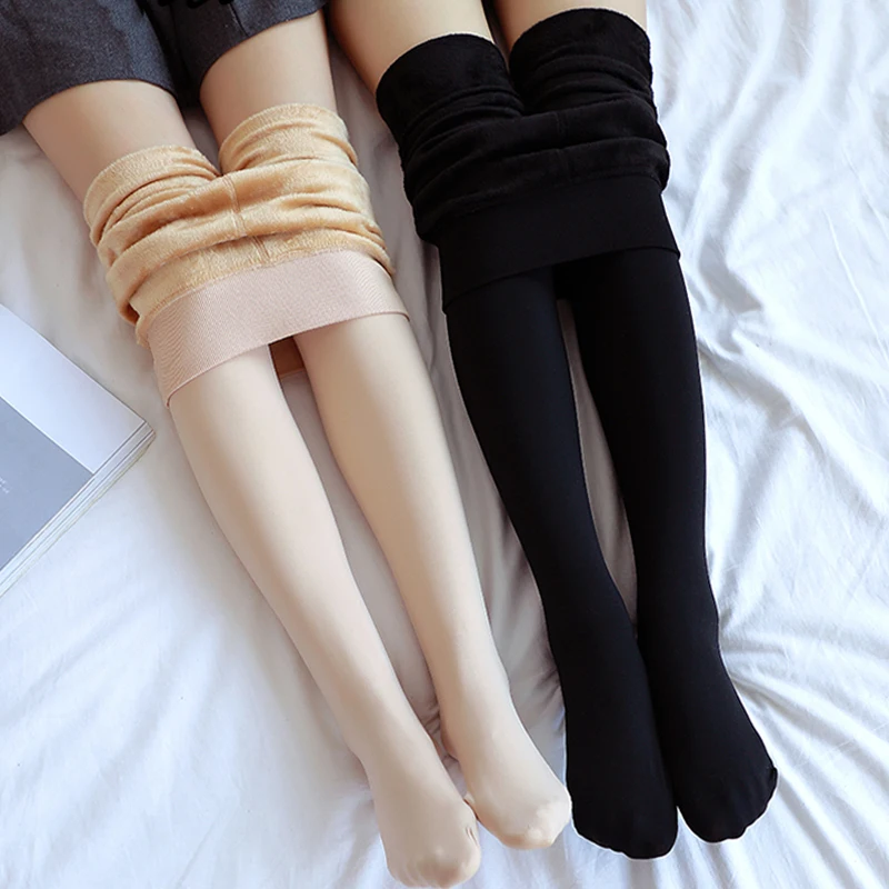 

NORMOV Winter Pantyhose Women Warm High Waist Super Elasti Seamless Pantyhose Women Solid Color Thick Velvet Tights