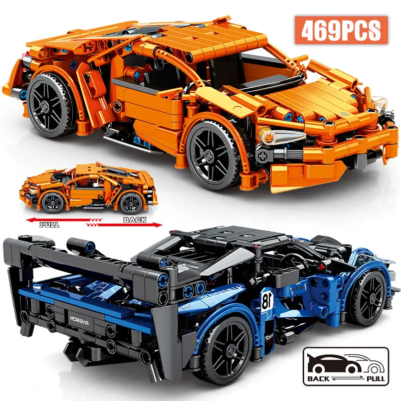 

469pcs City Technical Pull Back Racing Car Drift Supercar Building Blocks MOC Speed Sports Vehicle Bricks Toys For Boys Gifts