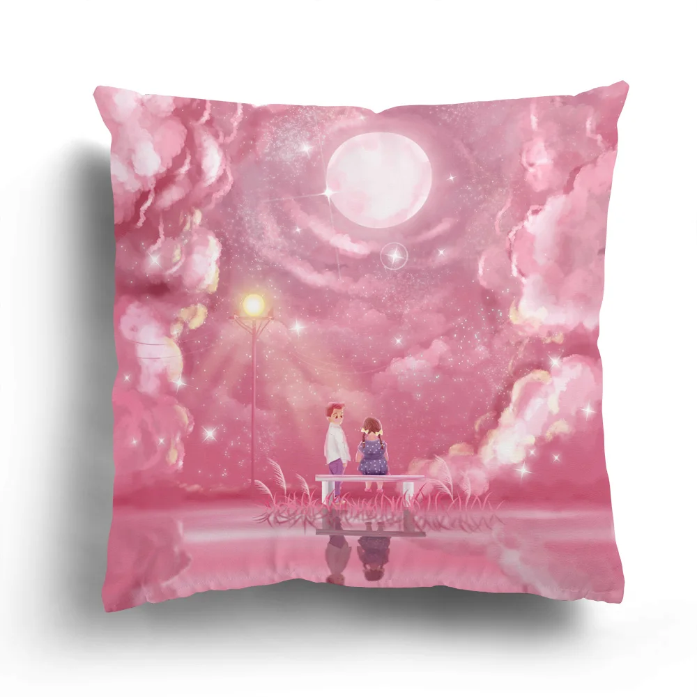 Moon whale and girl plush pillowcase home decoration sofa car cushion cover office can be customized | Дом и сад