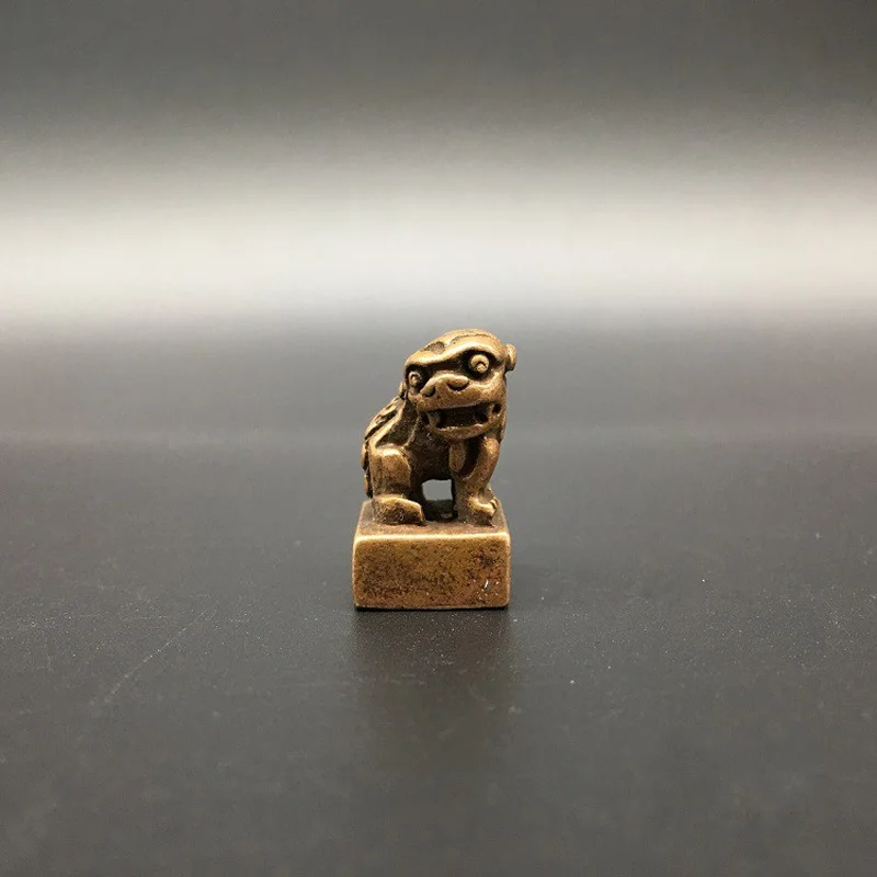 

Collectable Chinese Brass Carved Animal Zodiac Brave Troops Seal Exquisite Small Statue