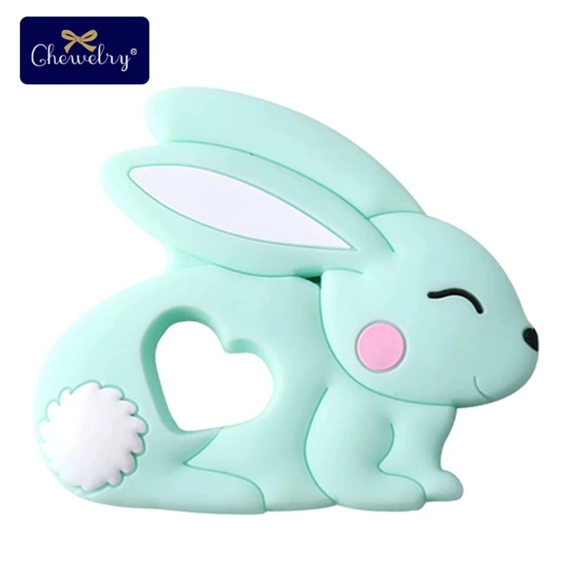 Rabbit Mint 1 шт., силиконовый Прорезыватель для зубов, собачка, миниатюрный стержень, подвеска для кормления, ожерелье, подвеска, пищевые силиконовые бусины, грызун, детские игрушки для укуса, bopobo - Цвет: Rabbit Mint