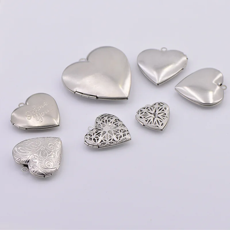 Нержавеющая сталь Винтаж медальон в форме сердца с открывающимися