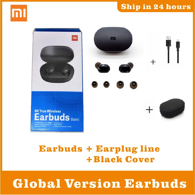 Global Line Case Глобальная версия Xiao mi Red mi Airdots TWS Bluetooth наушники стерео бас BT 5,0 Eeadphones Handsfree наушники AI управление mi IPX4 - Цвет: Global Line Case