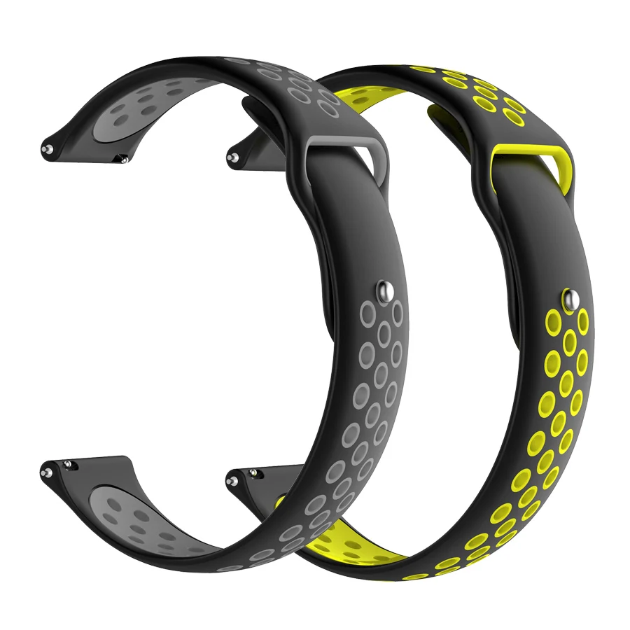 2 шт./упак. силиконовые ремешки для часов Ремешок для Huami Amazfit Bip наручный ремешок для часов для amazfit pace stratos 2s GTS GTR 42/47 мм браслет - Цвет: blackgray-blackyello