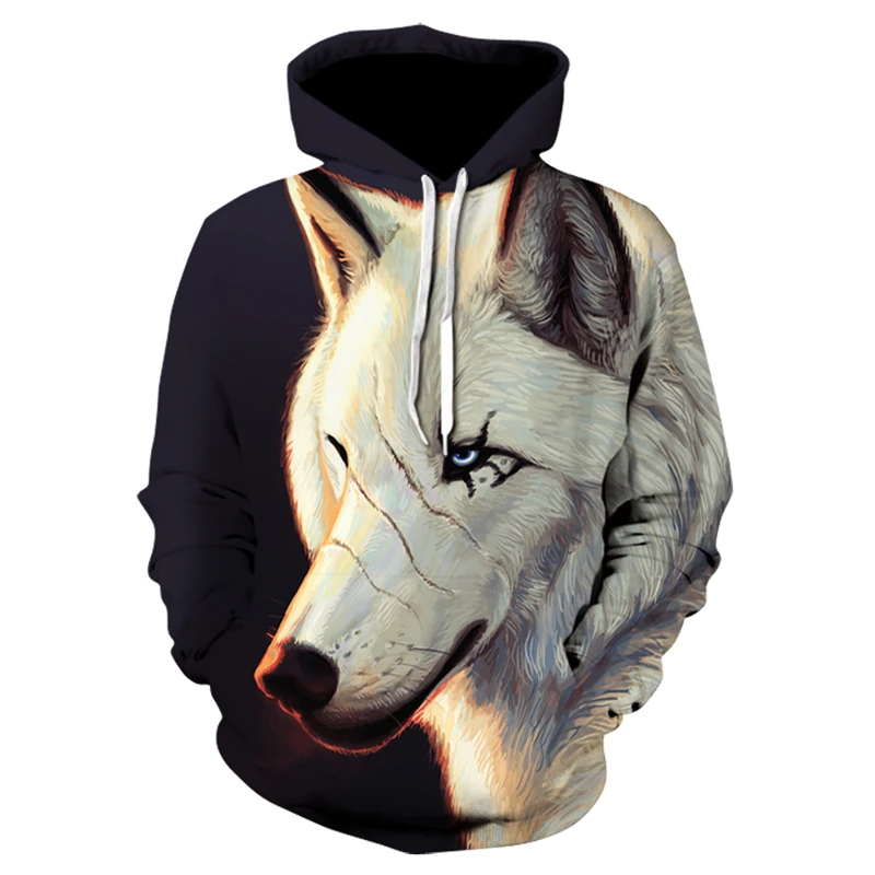 

Fashion Brand Cute Wolf Sweatshirt Men's Casual Hoodie Printed Animal Hoodie Anime Printed Long Sleeve All-match Pullover S-5XL