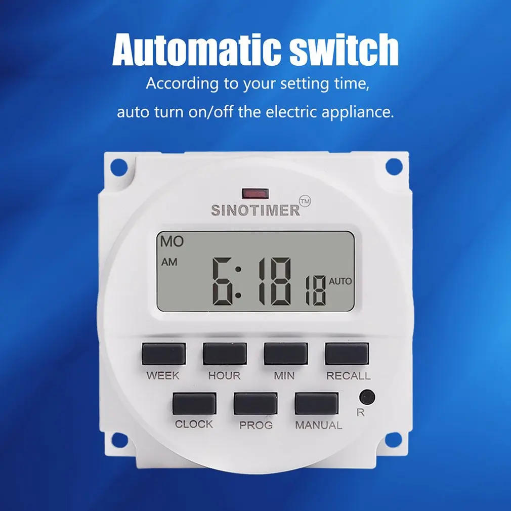 TM618H DC 12V 24V AC 110V 120V 220V 230V Volt Voltage Output Digital 7 Days Weekly Programmable Timer Switch Time Relay Control |