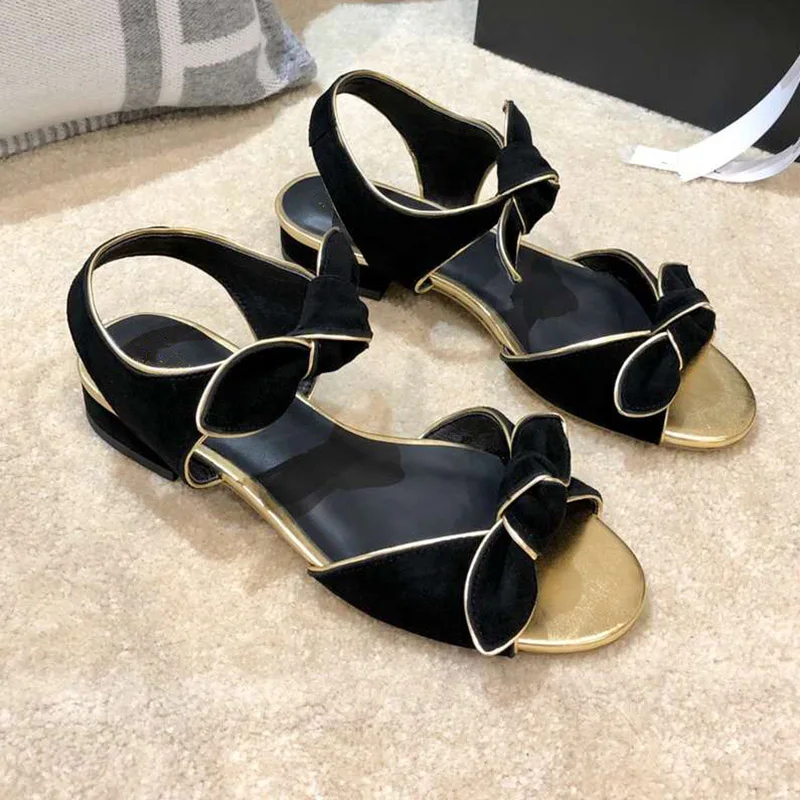 

Summer 2020 new ladies sandals bow sandals travel travel wild imported leather classic women's shoes
