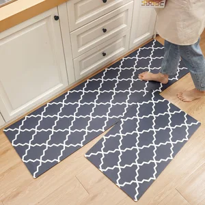 pu kitchen floor mats waterproof oil proof non slip pvc thickened bathroom rug long washable living room bedroom entrance carpet free global shipping