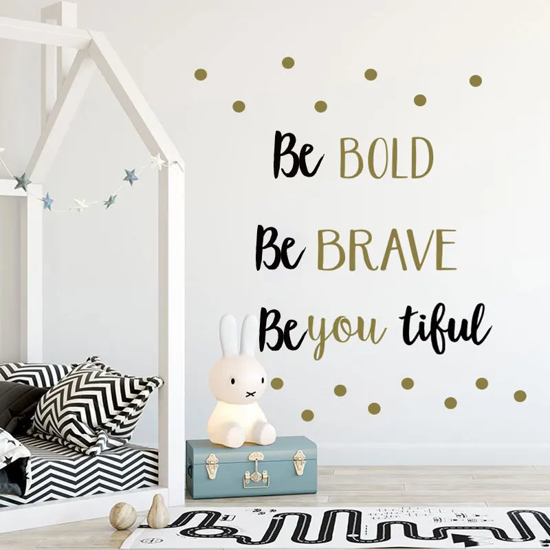 Be Bold Brave Dots мотивация Цитата Виниловые наклейки на стену для офиса украшение
