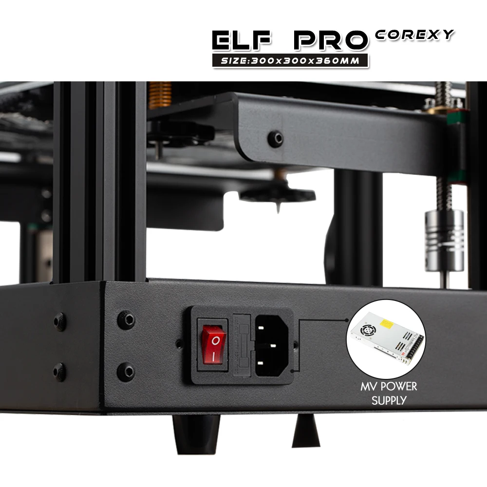 Creativity Latest FDM Corexy 3d Printer Kit ELFPRO BMG Extruder ultra-quiet Drive MW Power Supply High Quality 3d Printer
