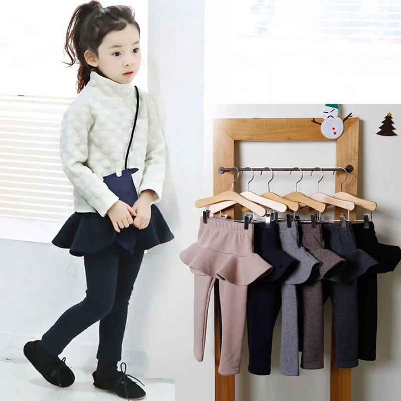 Pure Color Girls Pants Kids Leggings 2-10Y Children Clothing Autumn Cotton Leggings Warm Baby Girl Skirt-pants High Quality