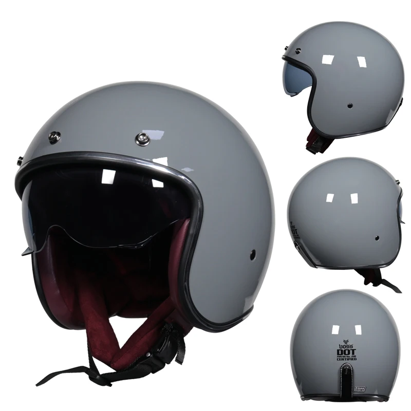 

High Quality Motorcycle Helmet Cafe Racer Style Open Face Helmet Retro Scooter Jet Motorbike Riding Capacete