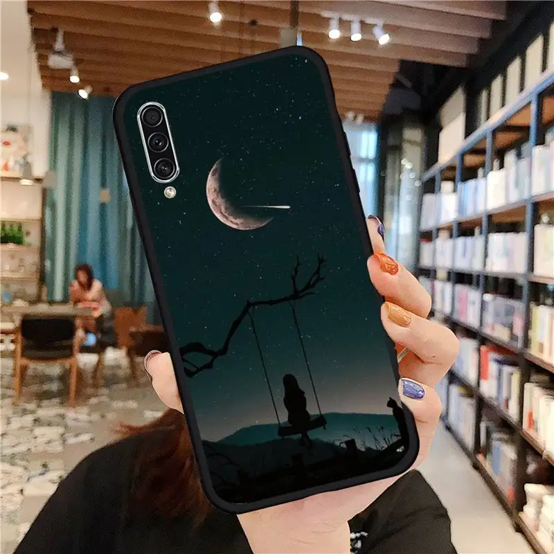 

white moon stars space starry sky Phone Case For Samsung galaxy A S note 10 7 8 9 20 30 31 40 50 51 70 71 21 s ultra plus