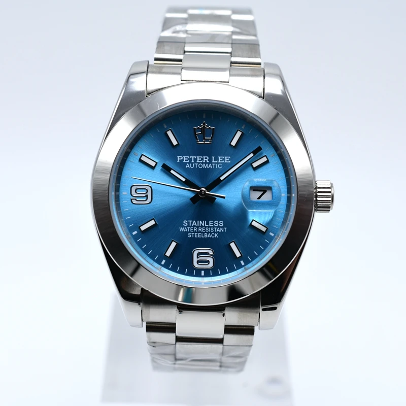 PETER LEE top brand luxury day date 36mm mens mechanical watches dropshipping digital stainless steel men automatic wrist watch | Наручные